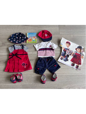 American Girl Bitty Baby Twins Red & Blue For Two Outfits